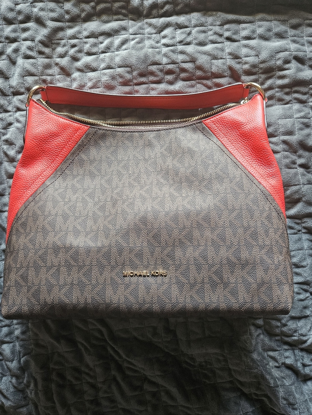 Michael Kors Signature Hobo Bag in Brown and Red